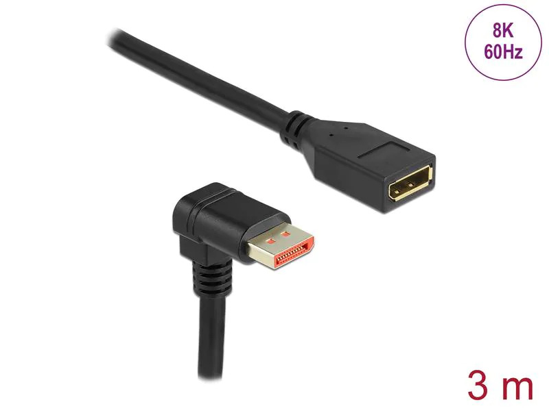 Delock Verlängerungskabel Unten gewinkelt DisplayPort, 3 m