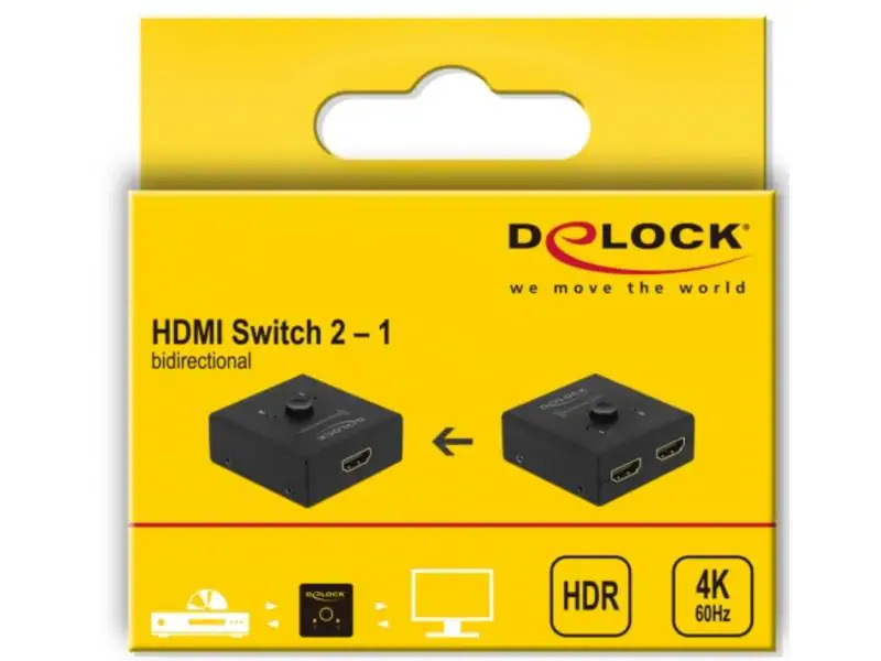 Delock Umschalter 2in-1Out, 1in-2out HDMI 4K/60Hz, Bidirektional