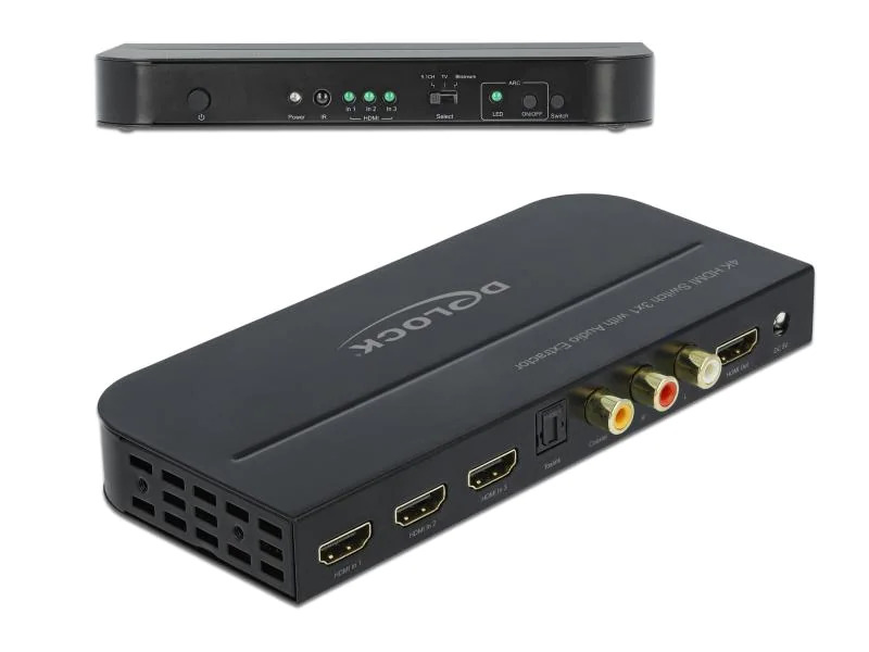 Delock Umschalter 3 Port HDMI, inkl. Audio Extraktor HDMI