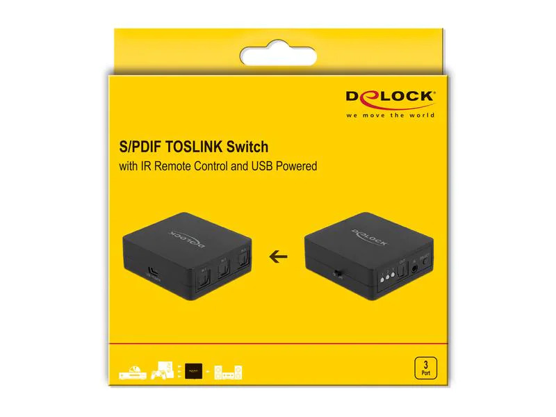 Delock Umschalter Toslink Switch 3 In 1 Out Toslink