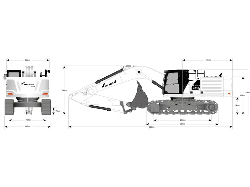 Amewi Kettenbagger G101H, Vollmetall, Hydraulik 1:16, RTR