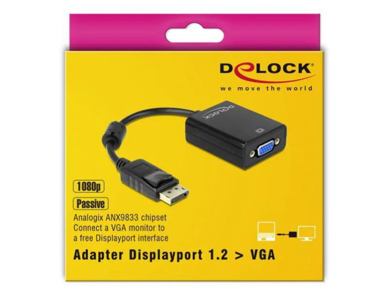 Delock Adapter Displayport - VGA Schwarz