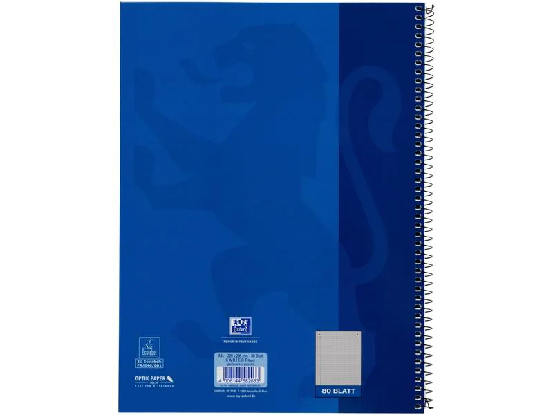 Oxford Schulheft Collegeblock A4+, kariert, Blau
