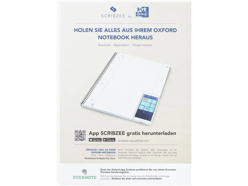 Oxford Schulheft Collegeblock A4+, kariert, Blau