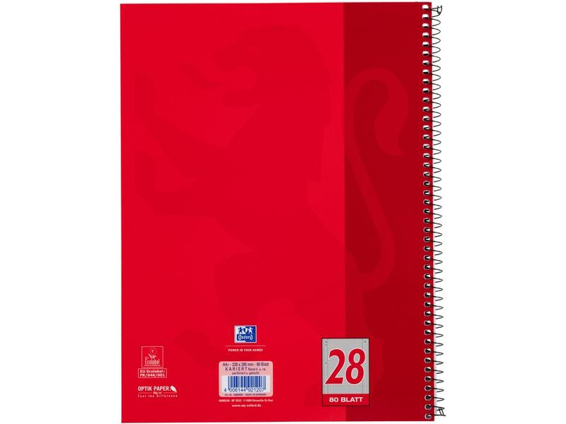 Oxford Schulheft Collegeblock A4+, kariert, Rot