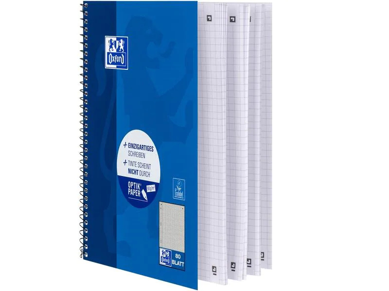 Oxford Schulheft Collegeblock A5+, kariert, Blau