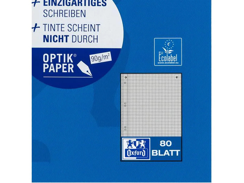 Oxford Schulheft Collegeblock A5+, kariert, Blau