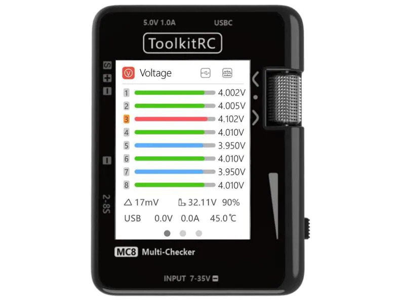 ToolkitRC Akkutester MC8 Multitool mit USB Ladefunktion