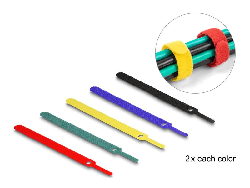 Delock Klettkabelbinder Mehrfarbig 150 mm x 12 mm, 10 Stück