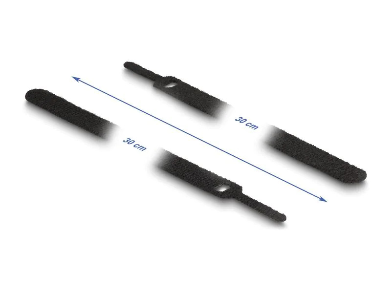 Delock Klettkabelbinder Schwarz 300 mm x 12 mm, 10 Stück