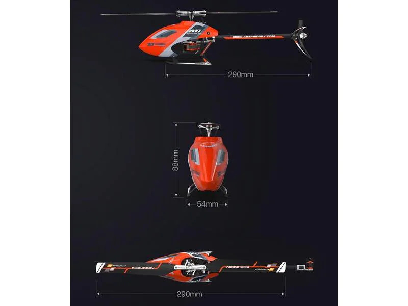 OMPHobby Helikopter M1 EVO Flybarless, 3D, Gelb BNF