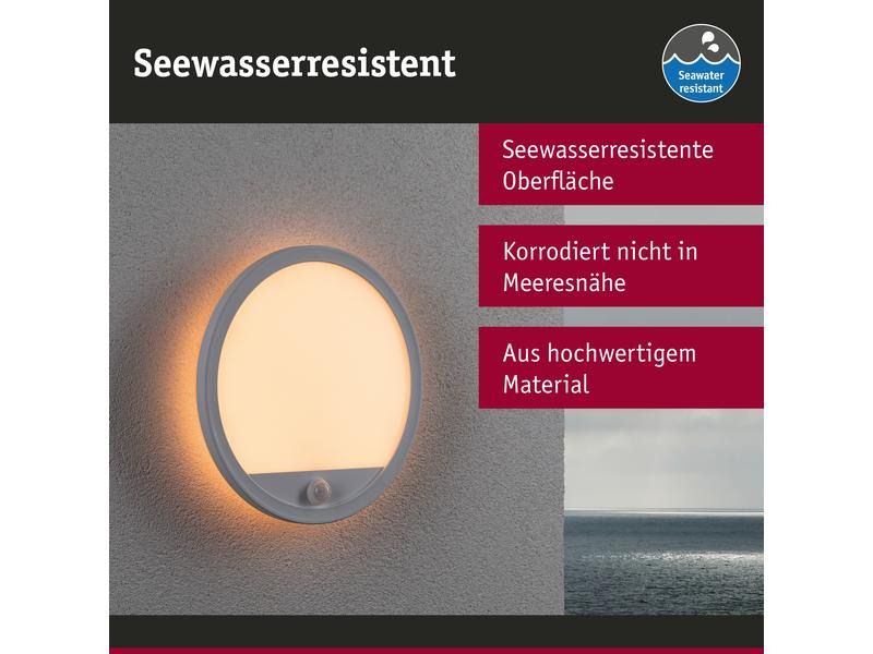 Paulmann Wandleuchte Lamina, Rund, 14W, 2200-3000K, PIR, Weiss
