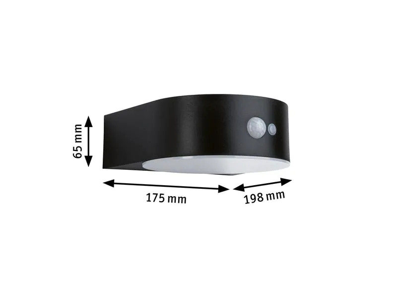 Paulmann Wandleuchte Solar Eileen, 2200K, Schwarz