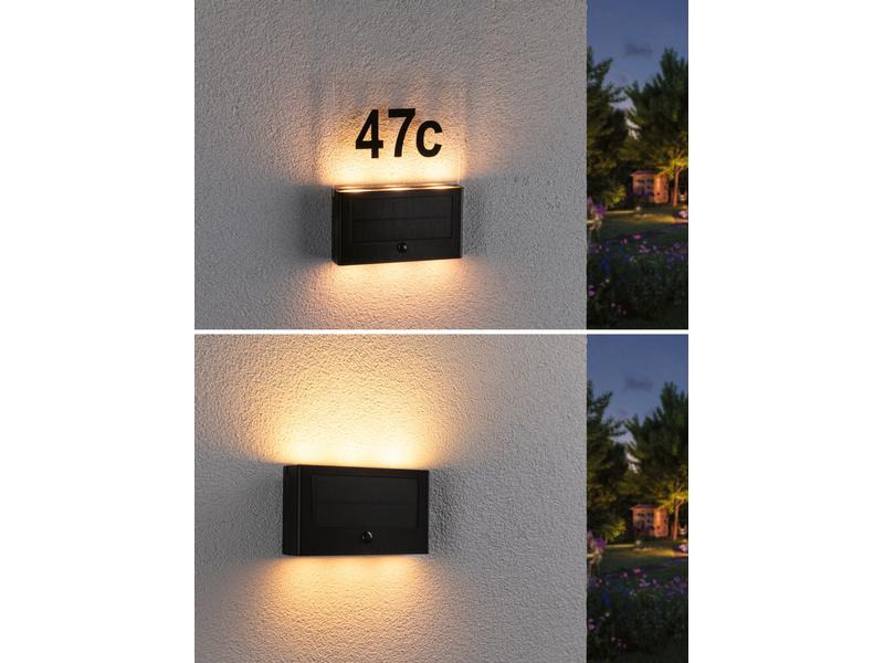 Paulmann Wandleuchte Solar Hausnummer, Neda, 2200K, Anthrazit