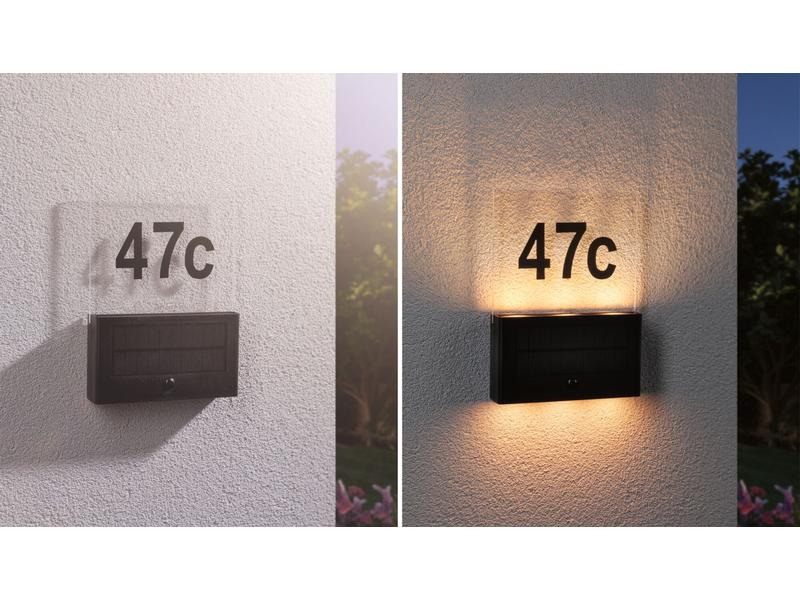 Paulmann Wandleuchte Solar Hausnummer, Neda, 2200K, Anthrazit