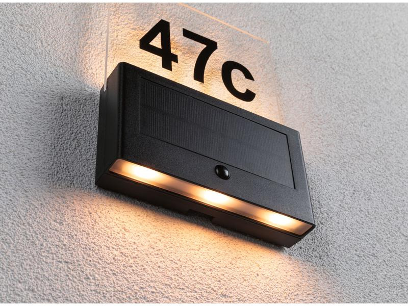 Paulmann Wandleuchte Solar Hausnummer, Neda, 2200K, Anthrazit