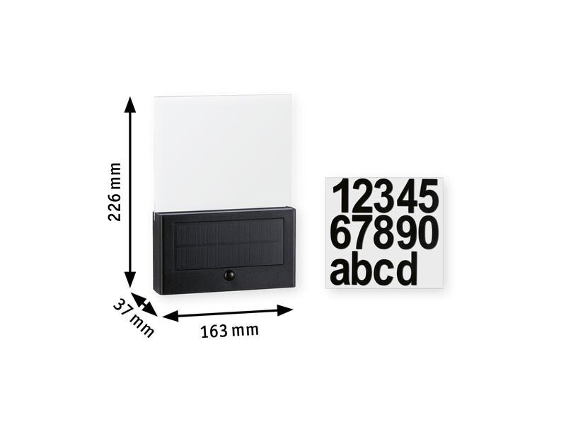 Paulmann Wandleuchte Solar Hausnummer, Neda, 2200K, Anthrazit