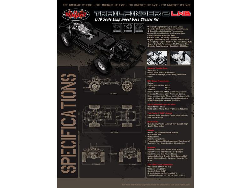 RC4WD Scale Crawler Trail Finder 2 LWB Chassis Kit