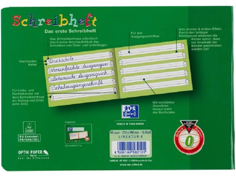Oxford Schulheft A5 quer liniert, 16 Seiten