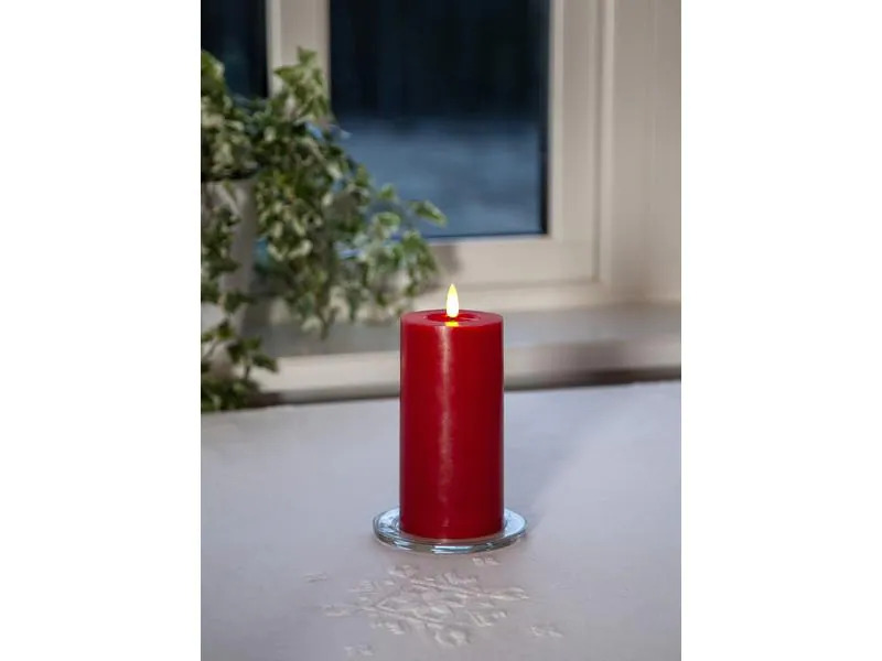 Star Trading LED-Kerze Pillar Flamme Flow, 17.5 cm, Rot