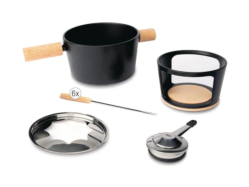 Stöckli Fleischfondue-Set Titlis 8 Teile, Hellbraun/Schwarz