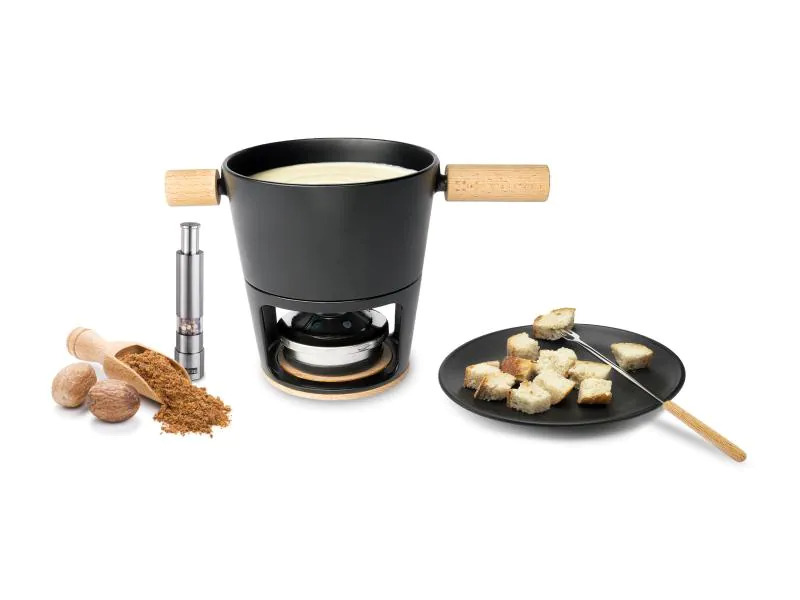 Stöckli Fleischfondue-Set Titlis 8 Teile, Hellbraun/Schwarz