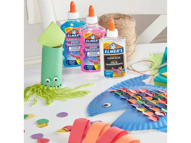 Elmers Bastelkleber Glitter Glue 177 ml, Silber