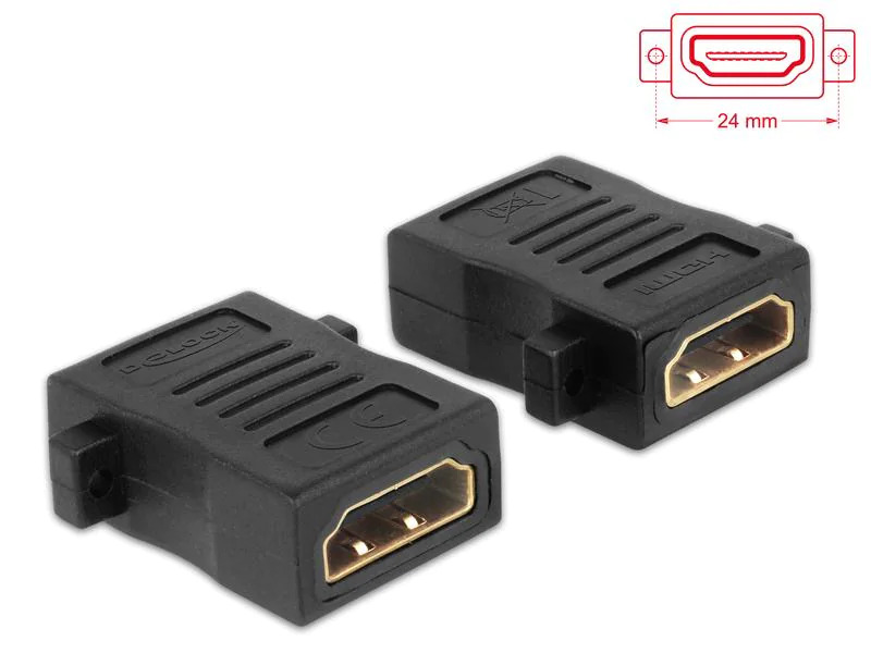 Delock Adapter HDMI - HDMI, mit Schraubanschluss, 1 Stück