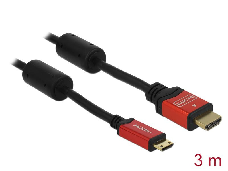 Delock Kabel 4K 30Hz HDMI - Mini-HDMI (HDMI-C), 3 m, Rot