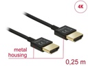 Delock Kabel 4K 60Hz HDMI - HDMI, 0.25 m, Schwarz