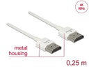 Delock Kabel 4K 60Hz HDMI - HDMI, 0.25 m, Weiss
