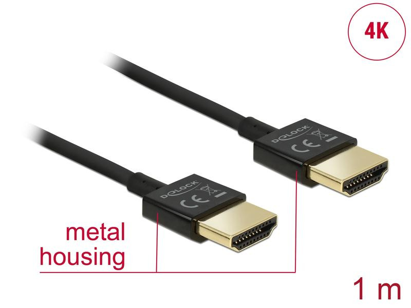 Delock Kabel 4K 60Hz HDMI - HDMI, 1 m, Schwarz