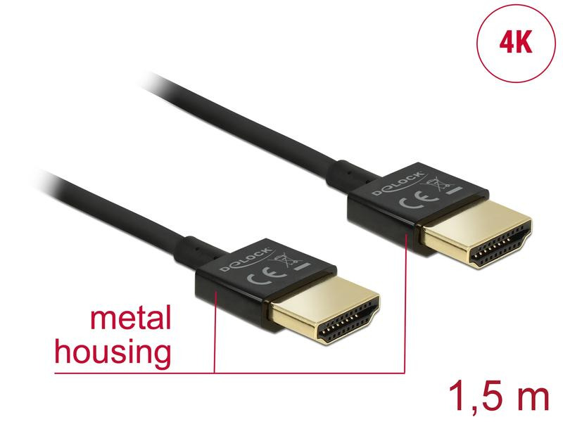 Delock Kabel 4K 60Hz HDMI - HDMI, 1.5 m, Schwarz