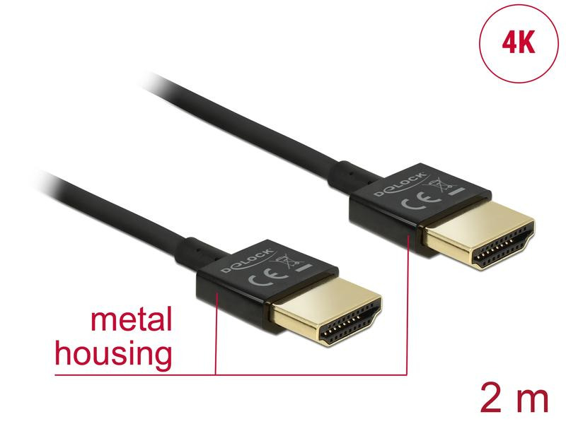 Delock Kabel 4K 60Hz HDMI - HDMI, 2 m, Schwarz