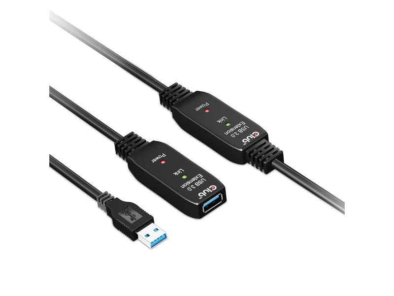 Club 3D USB 3.2 Gen.1-Verlängerungskabel USB-A – USB-A 10 m Schwarz