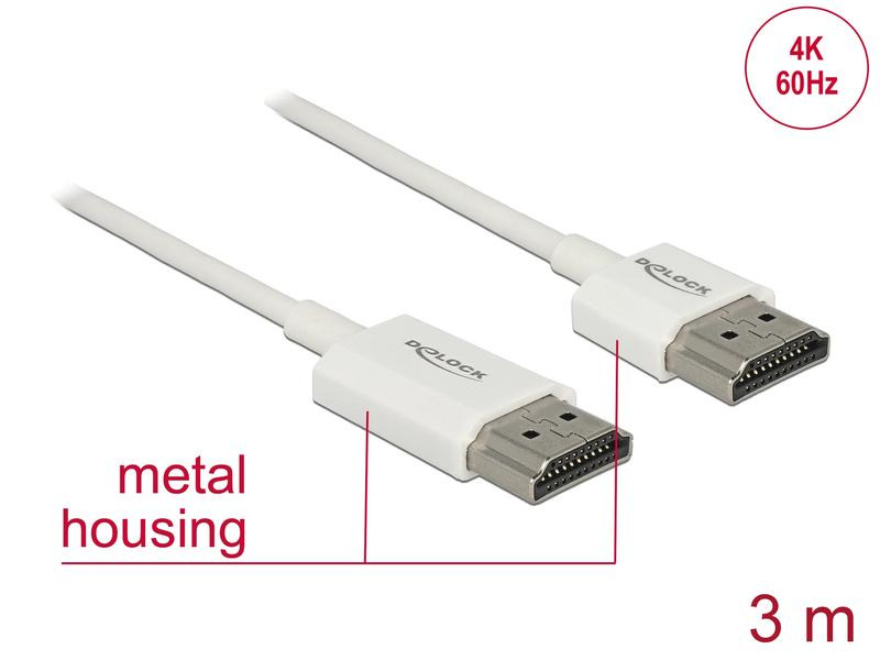Delock Kabel 4K 60Hz HDMI - HDMI, 3 m, Weiss