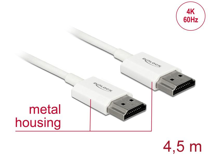 Delock Kabel 4K 60Hz HDMI - HDMI, 4.5 m, Weiss
