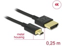 Delock Kabel 4K 60Hz HDMI - Micro-HDMI (HDMI-D), 0.25 m, Schwarz