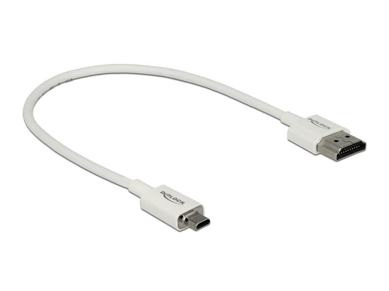 Delock Kabel 4K 60Hz HDMI - Micro-HDMI (HDMI-D), 0.25 m, Weiss