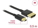 Delock Kabel 4K 60Hz HDMI - Micro-HDMI (HDMI-D), 0.5 m, Schwarz