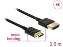 Delock Kabel 4K 60Hz HDMI - Mini-HDMI (HDMI-C), 0.5 m, Schwarz