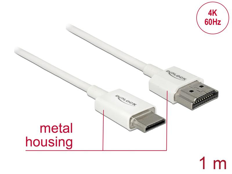 Delock Kabel 4K 60Hz HDMI - Mini-HDMI (HDMI-C), 1 m, Weiss