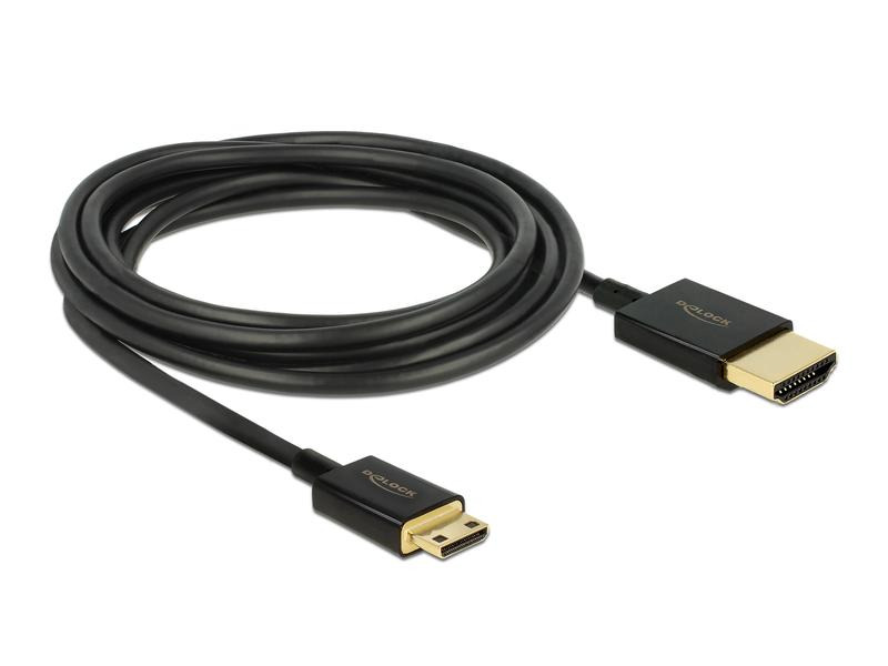 Delock Kabel 4K 60Hz HDMI - Mini-HDMI (HDMI-C), 3 m, Schwarz