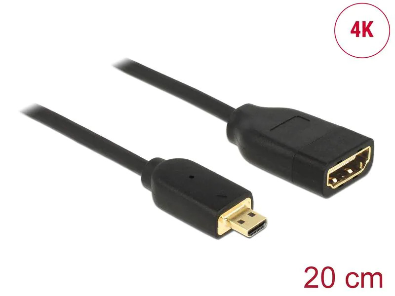Delock Kabel 4K 60Hz Micro-HDMI (HDMI-D) - HDMI, 0.2 m