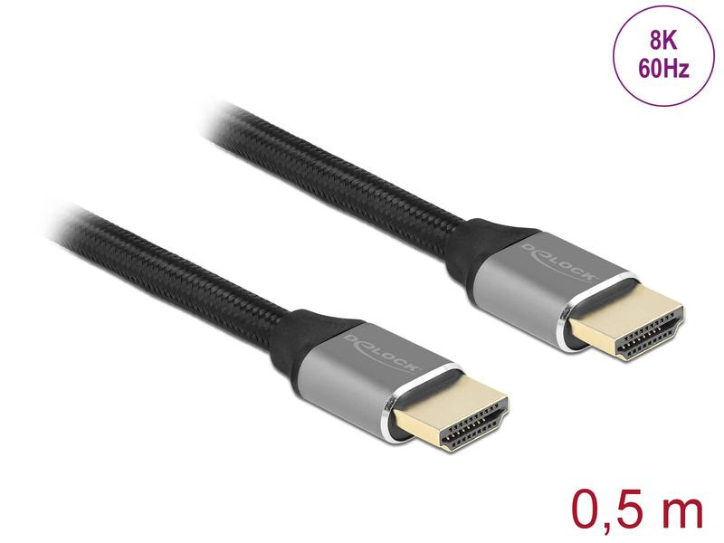 Delock Kabel 8K 60Hz HDMI - HDMI, 0.5 m, Grau