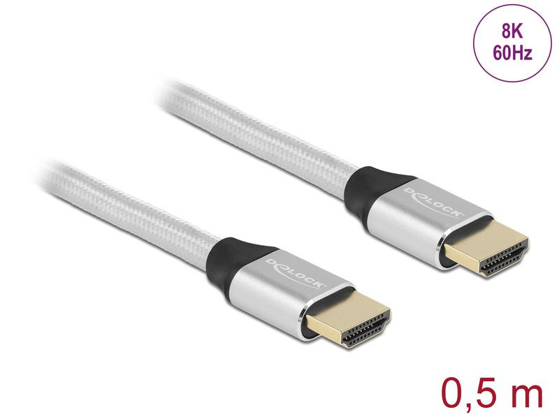 Delock Kabel 8K 60Hz HDMI - HDMI, 0.5 m, Silber