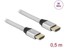 Delock Kabel 8K 60Hz HDMI - HDMI, 0.5 m, Silber