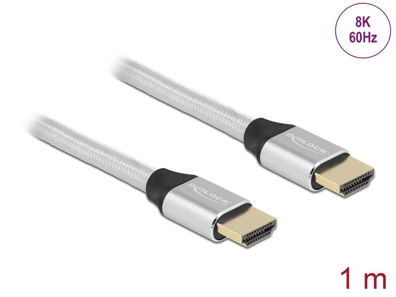 Delock Kabel 8K 60Hz HDMI - HDMI, 1 m, Silber
