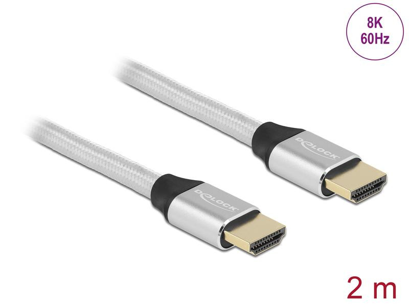 Delock Kabel 8K 60Hz HDMI - HDMI, 2 m, Silber