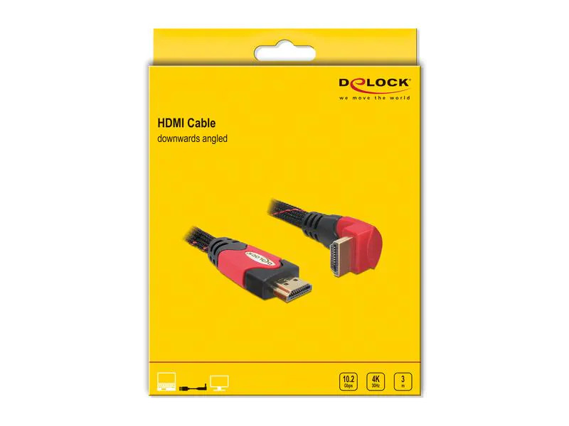 Delock Kabel gewinkelt unten HDMI - HDMI, 3 m, Rot